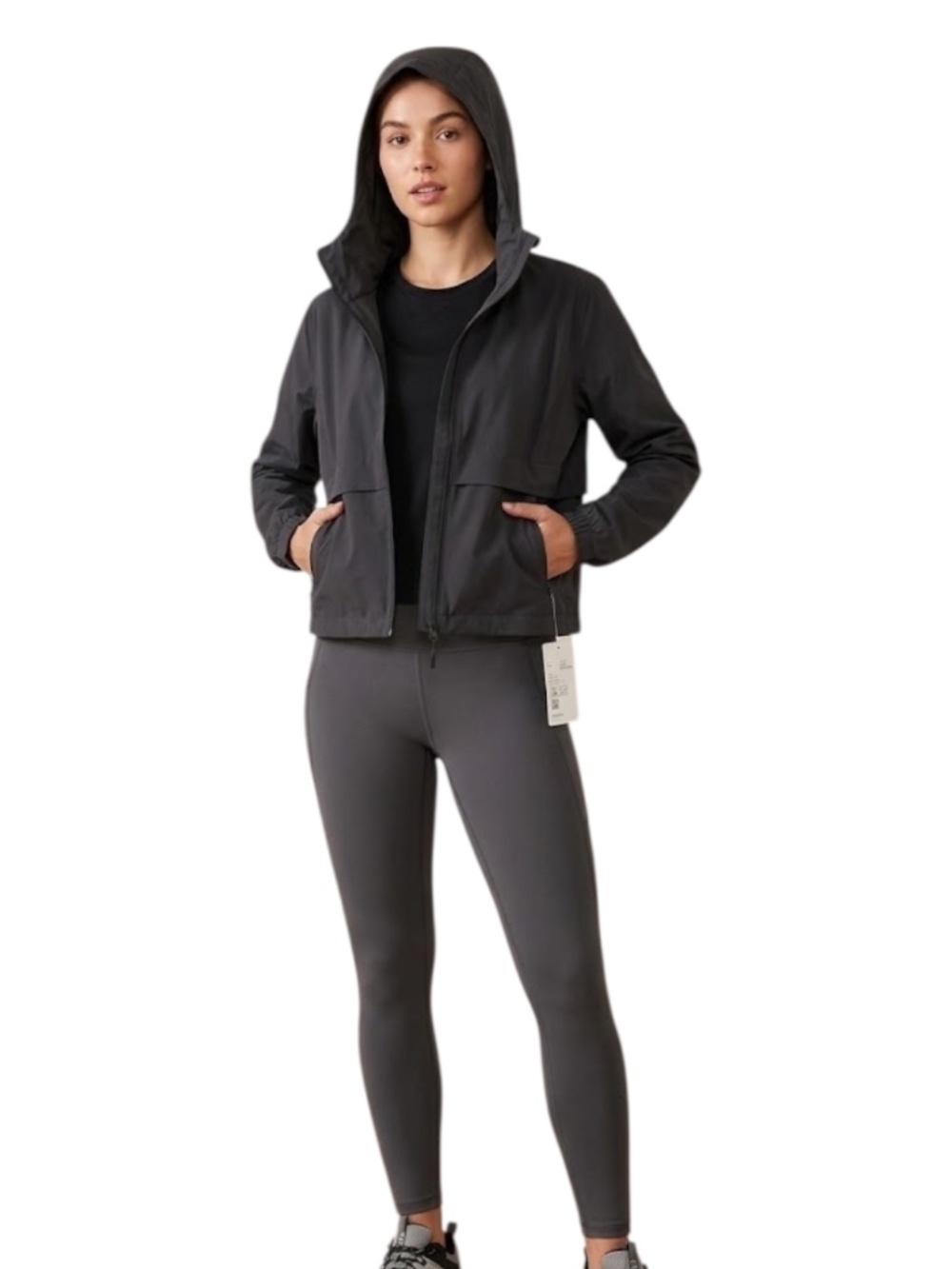 Halara Water Repellent Rain Jacket Black Nwt Med
